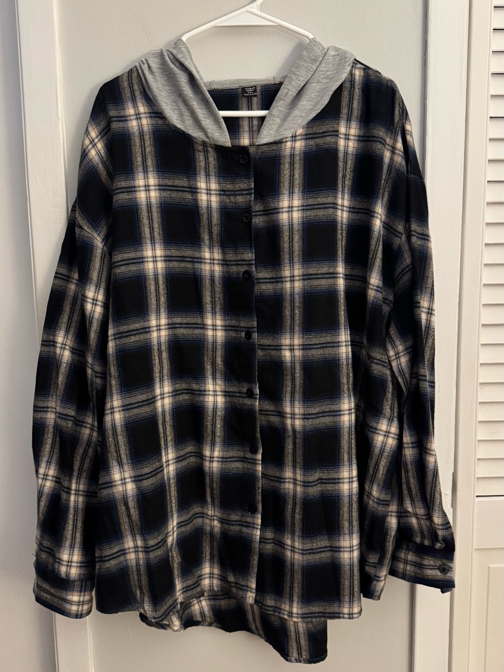 SHEIN Curve 3XL Plaid Hooded Button Front Flannel Shirt Plus Size